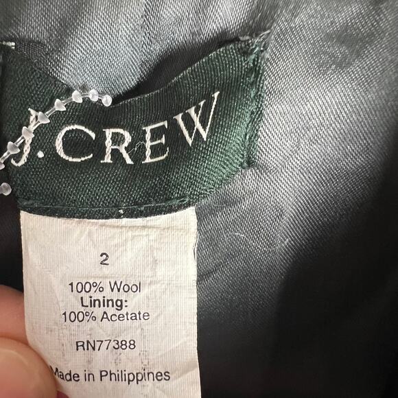 J.Crew Black Wool Double Breasted Button Front Coat Size 2 - Picture 9 of 9